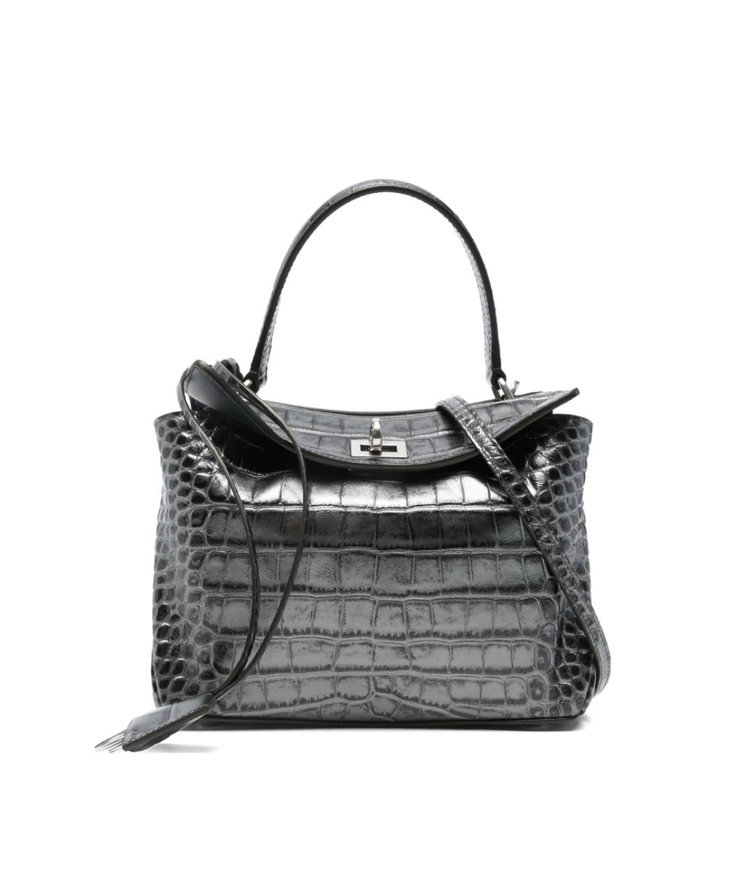 BALENCIAGA Серебряная кожаная сумка тоут, фото 1
