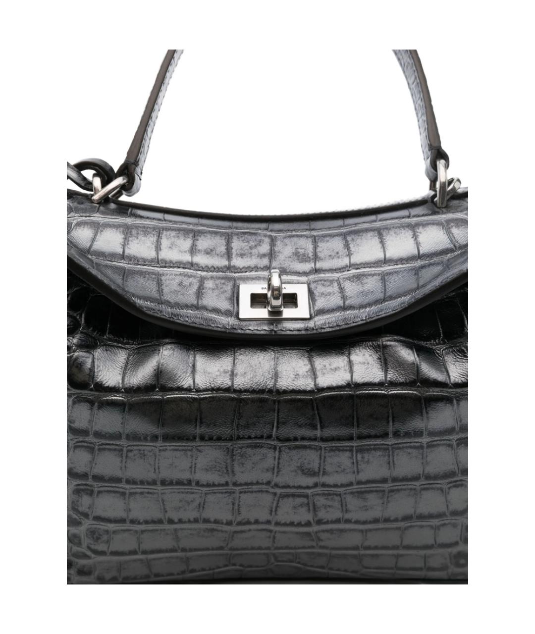 BALENCIAGA Серебряная кожаная сумка тоут, фото 5