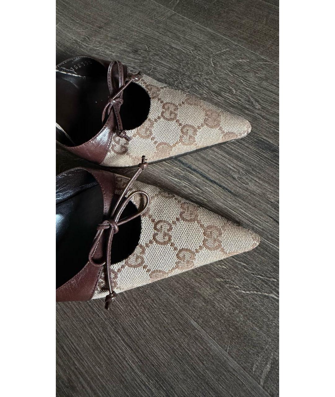 GUCCI Бежевые текстильные мюли, фото 4