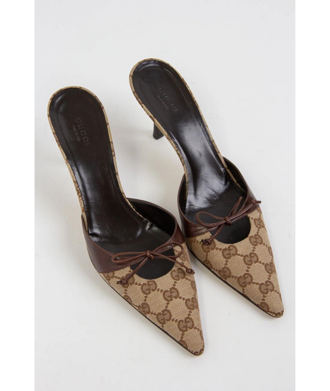 GUCCI Бежевые текстильные мюли, фото 7