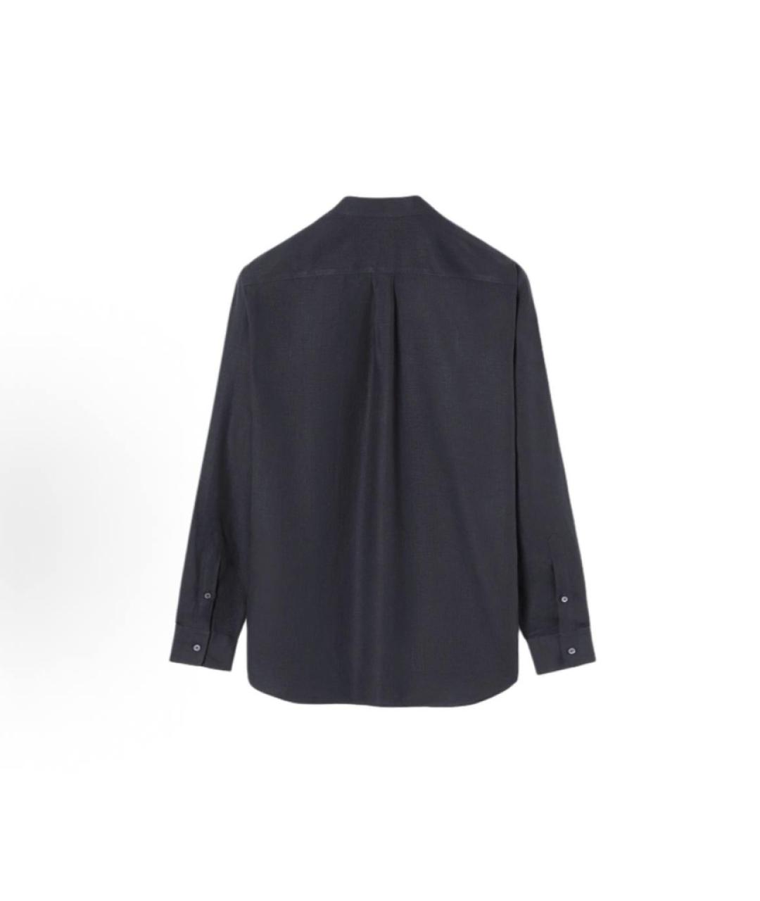 LORO PIANA Темно-синяя льняная классическая рубашка, фото 2