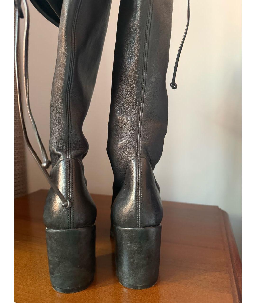 STUART WEITZMAN Черные кожаные ботфорты, фото 4