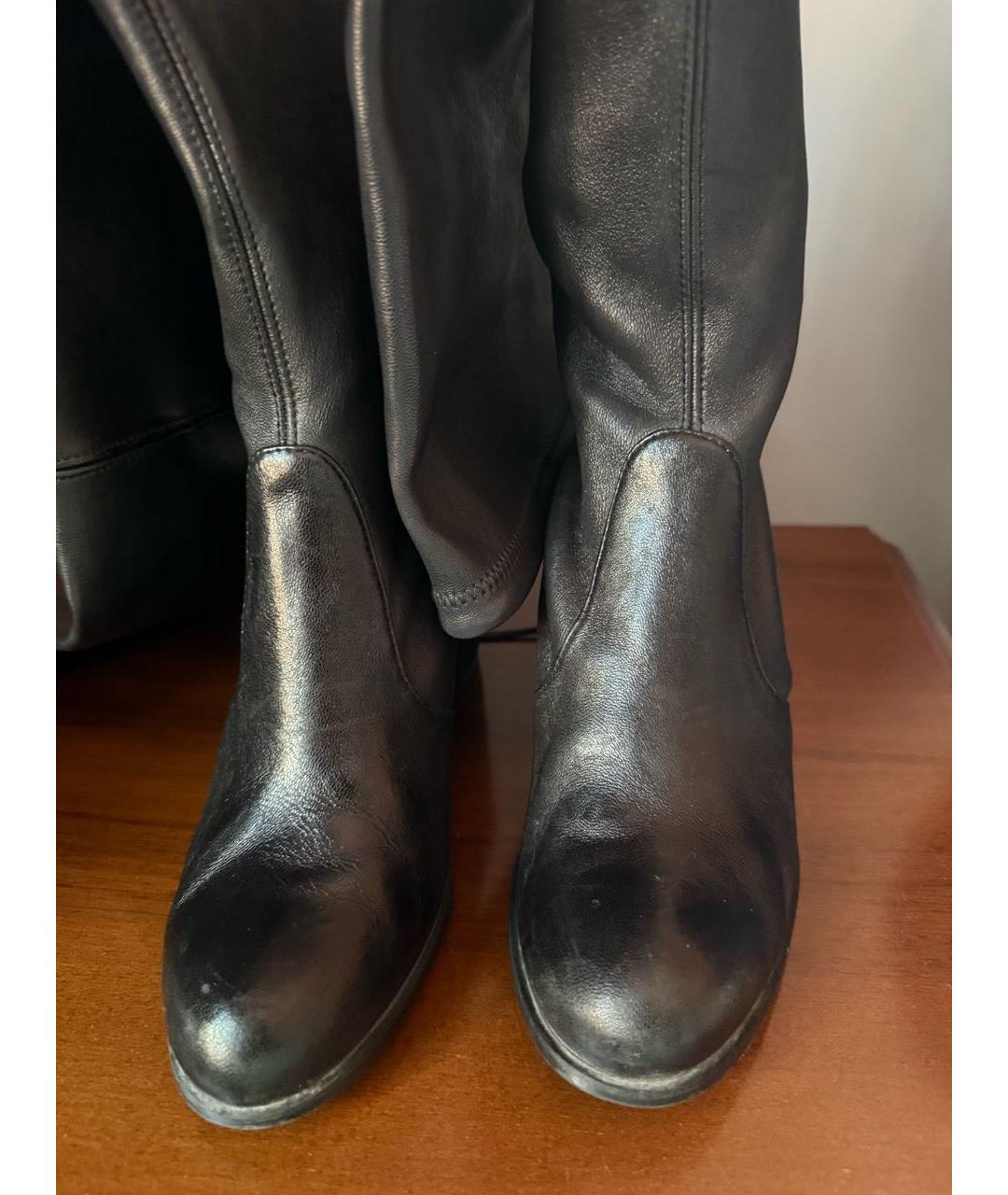 STUART WEITZMAN Черные кожаные ботфорты, фото 3