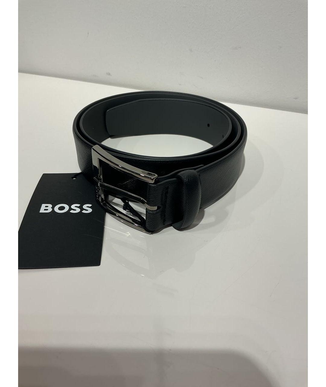 HUGO BOSS Черный кожаный ремень, фото 4