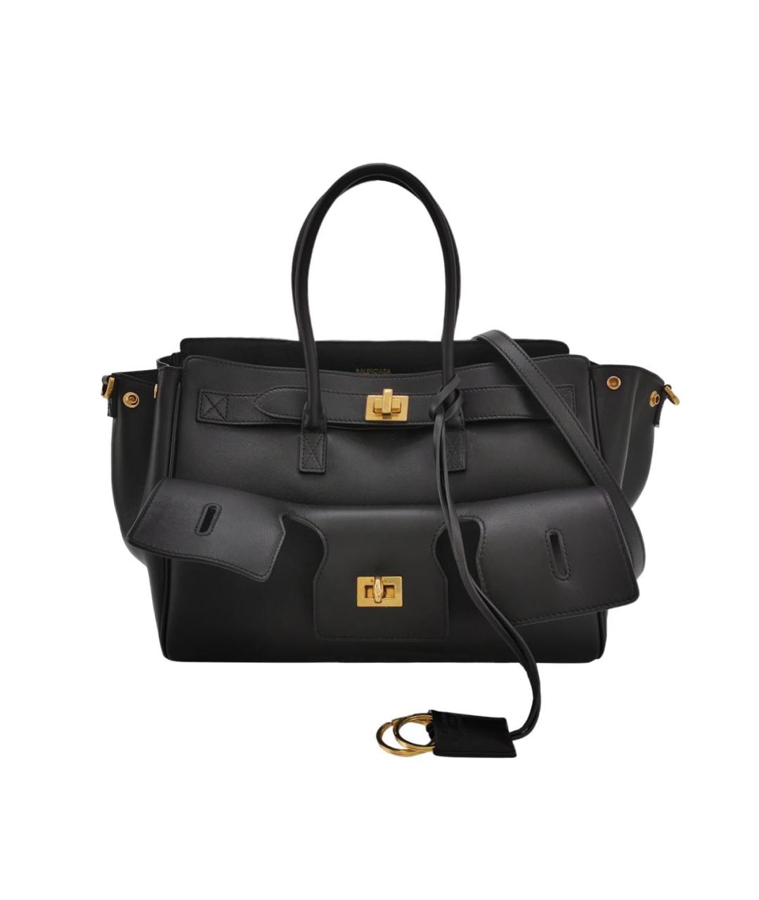 BALENCIAGA Черная кожаная сумка тоут, фото 9