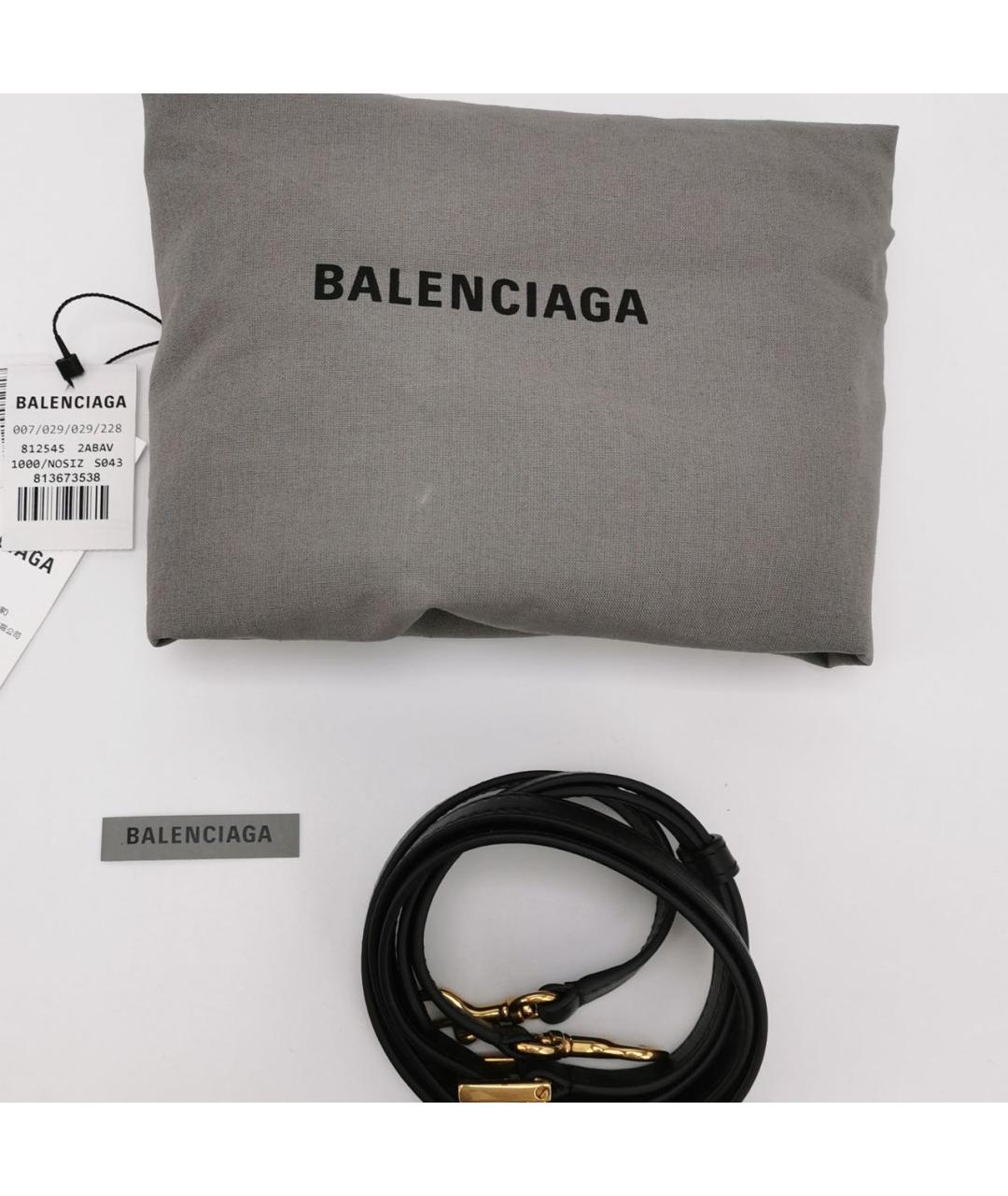 BALENCIAGA Черная кожаная сумка тоут, фото 7