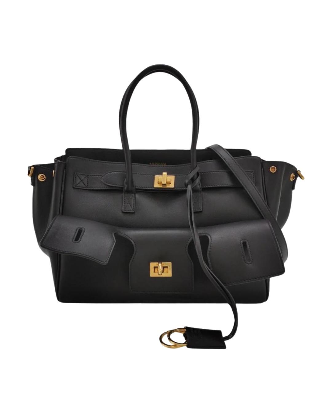 BALENCIAGA Черная кожаная сумка тоут, фото 1