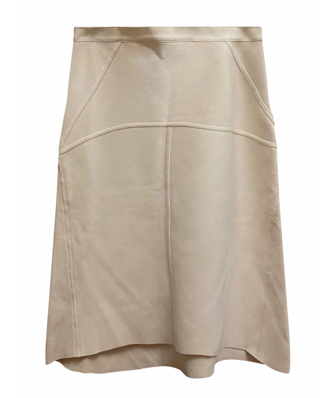 BCBG MAXAZRIA Бежевая вискозная юбка миди, фото 1