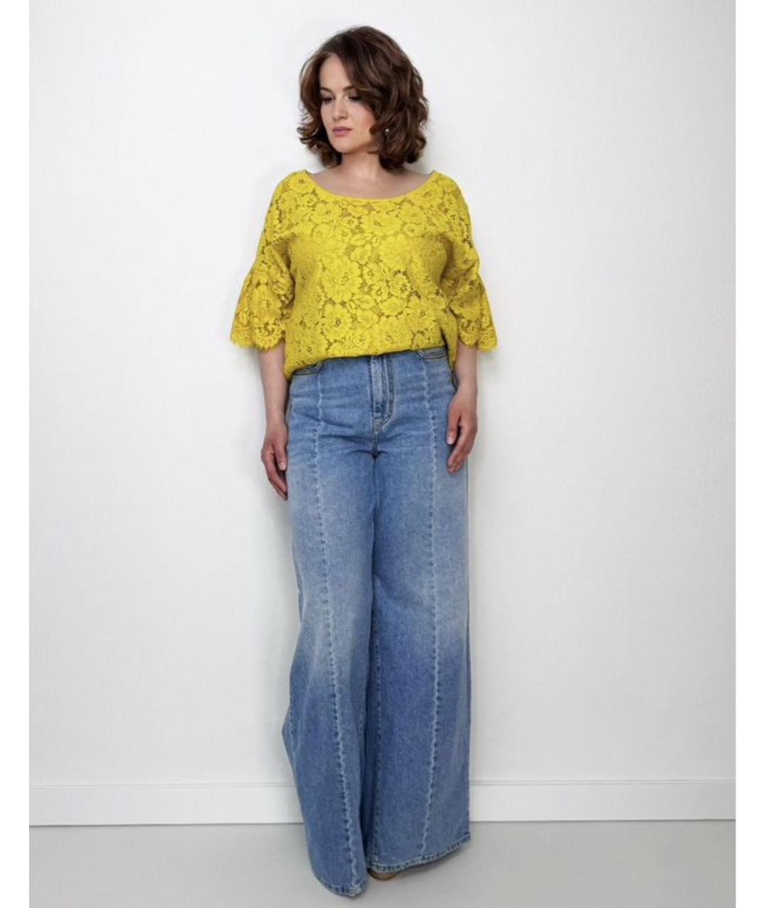 MAX MARA Голубые хлопковые прямые джинсы, фото 8