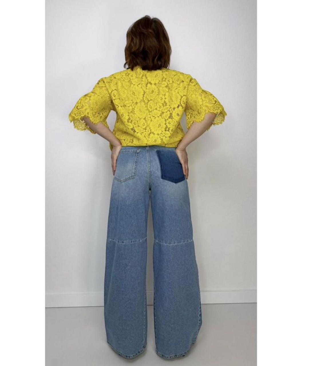 MAX MARA Голубые хлопковые прямые джинсы, фото 2