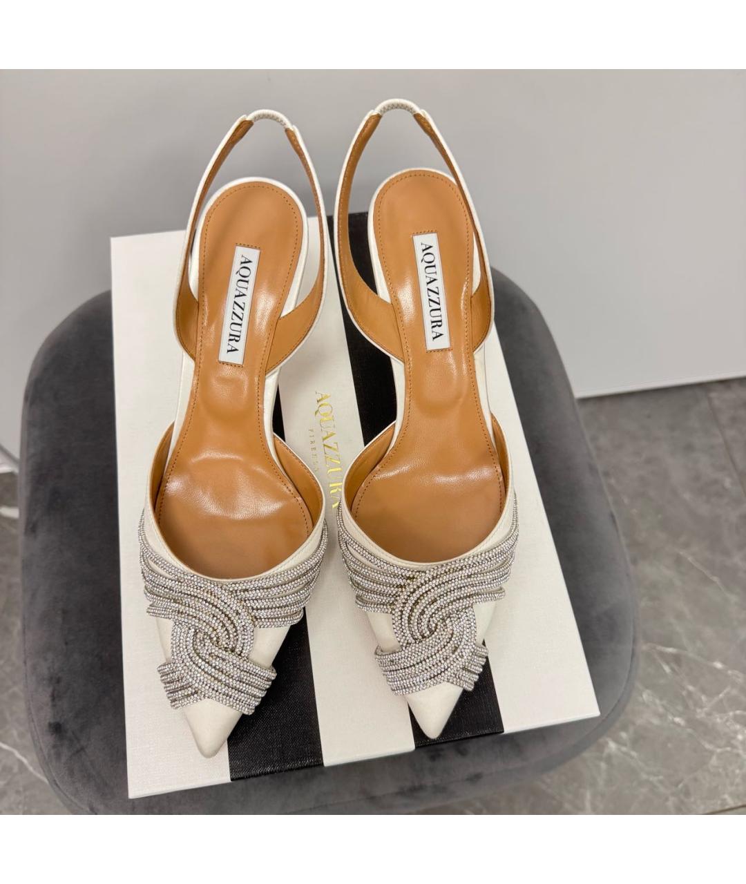 AQUAZZURA Белые текстильные туфли, фото 2
