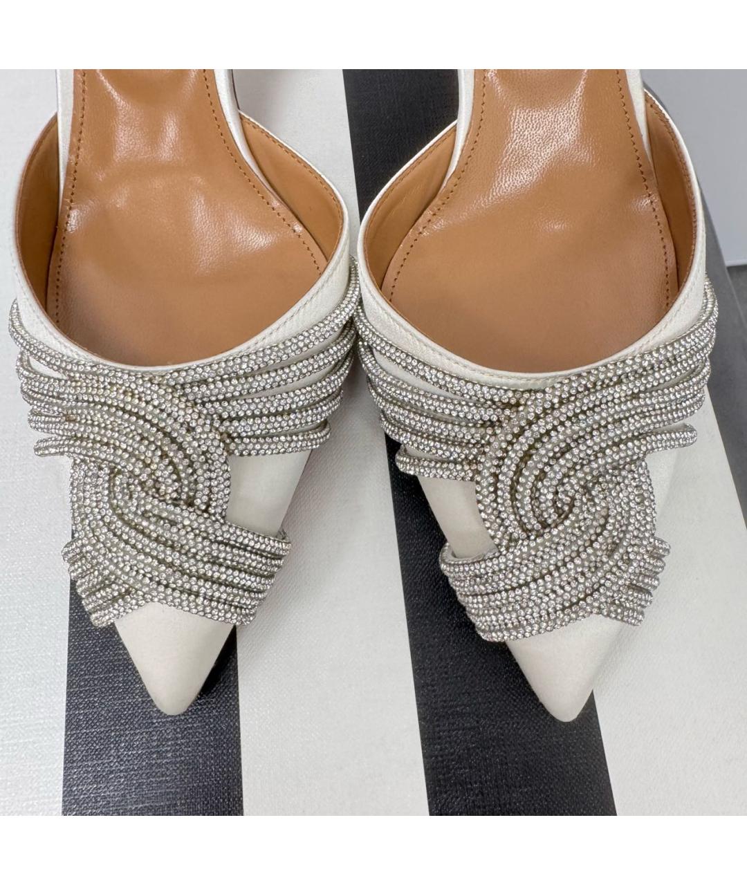 AQUAZZURA Белые текстильные туфли, фото 3