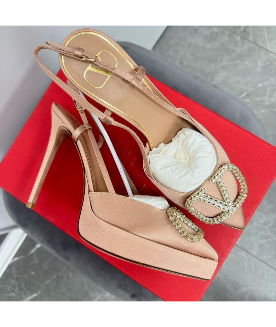 VALENTINO Бежевые текстильные туфли, фото 3