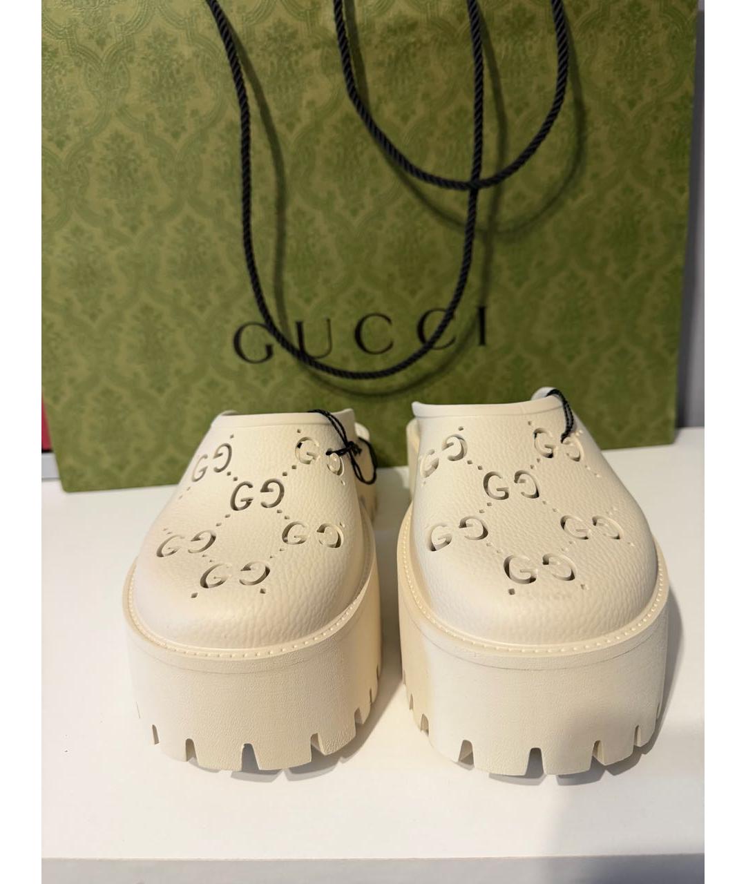 GUCCI Бежевые неопреновые сабо, фото 2