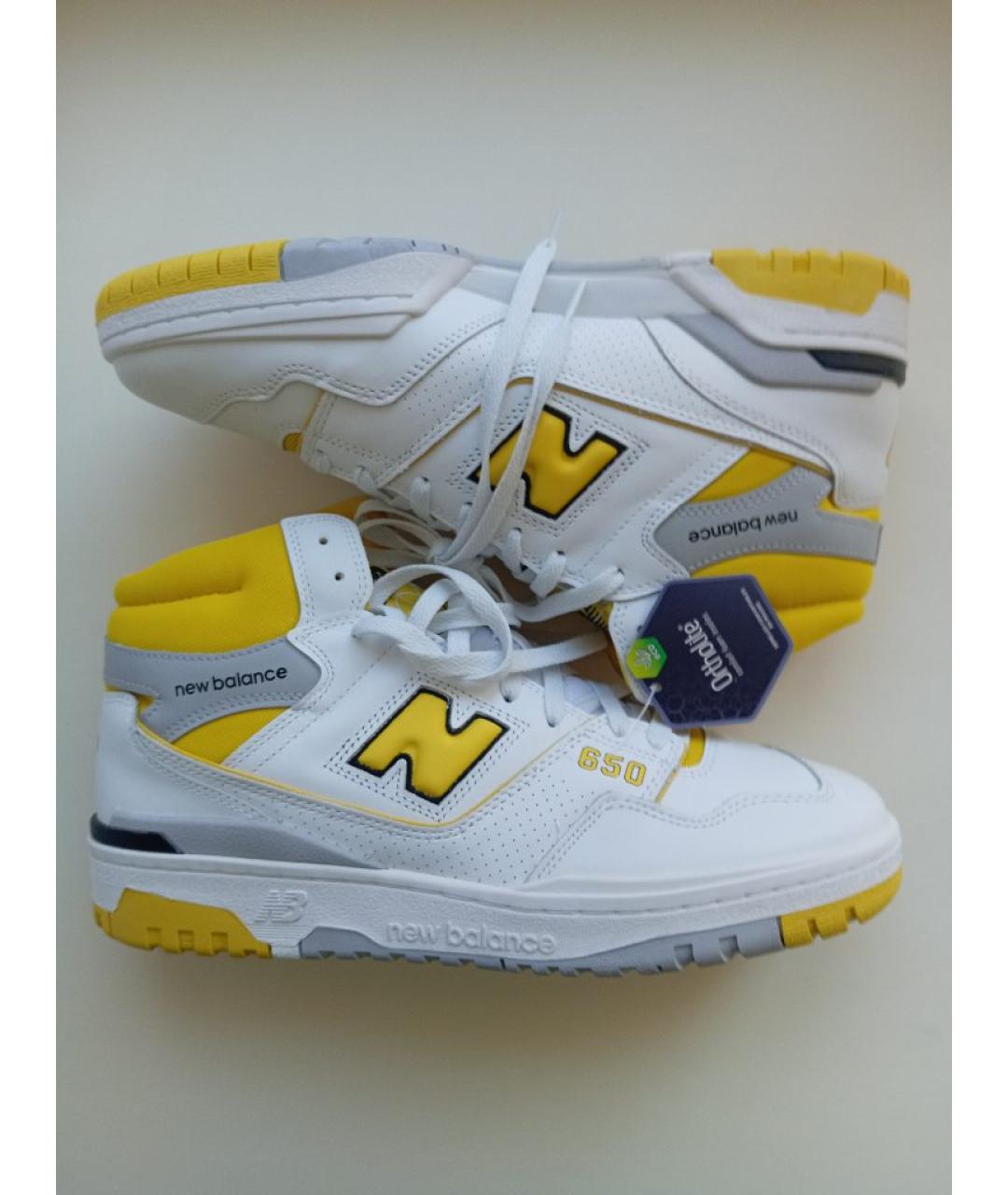 NEW BALANCE Желтые кожаные высокие кроссовки / кеды, фото 8