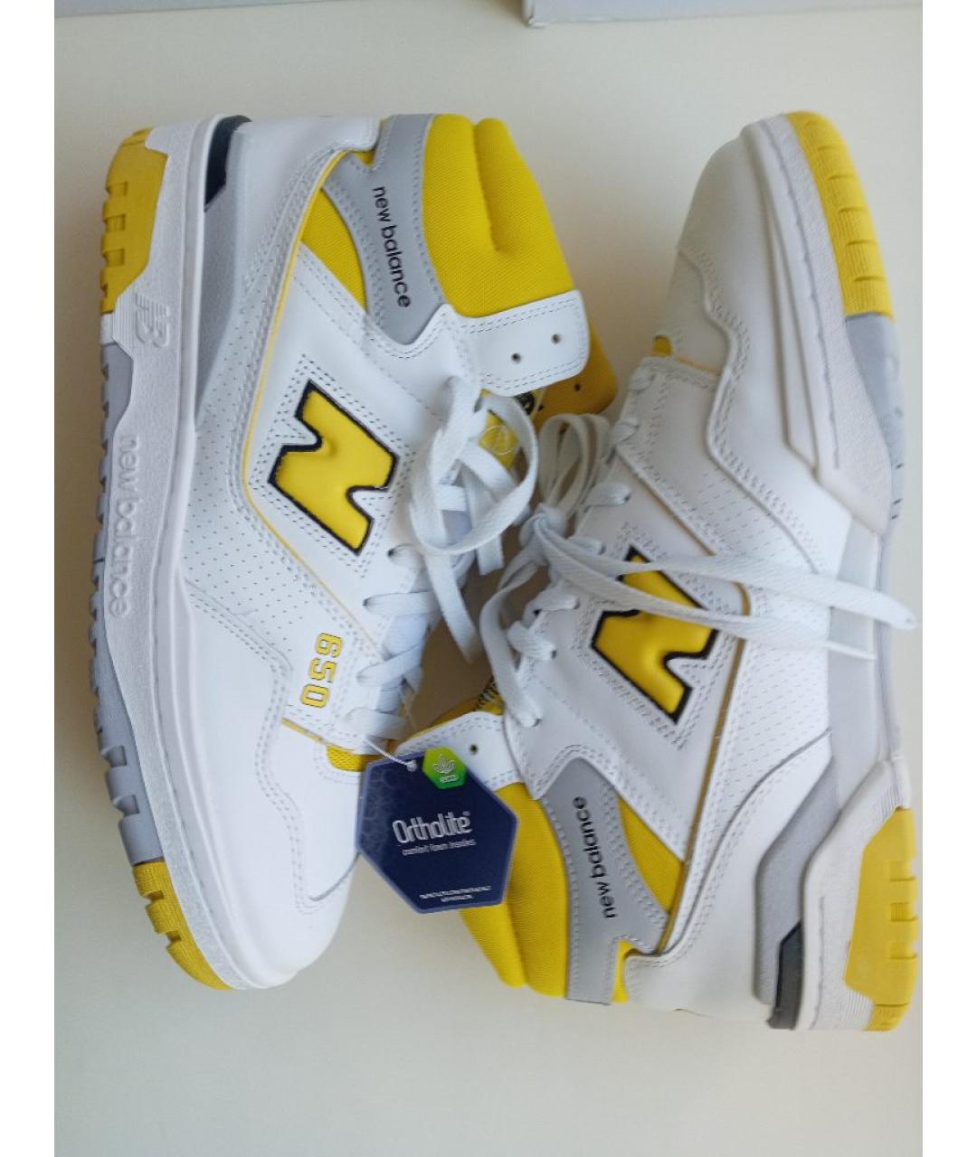 NEW BALANCE Желтые кожаные высокие кроссовки / кеды, фото 3