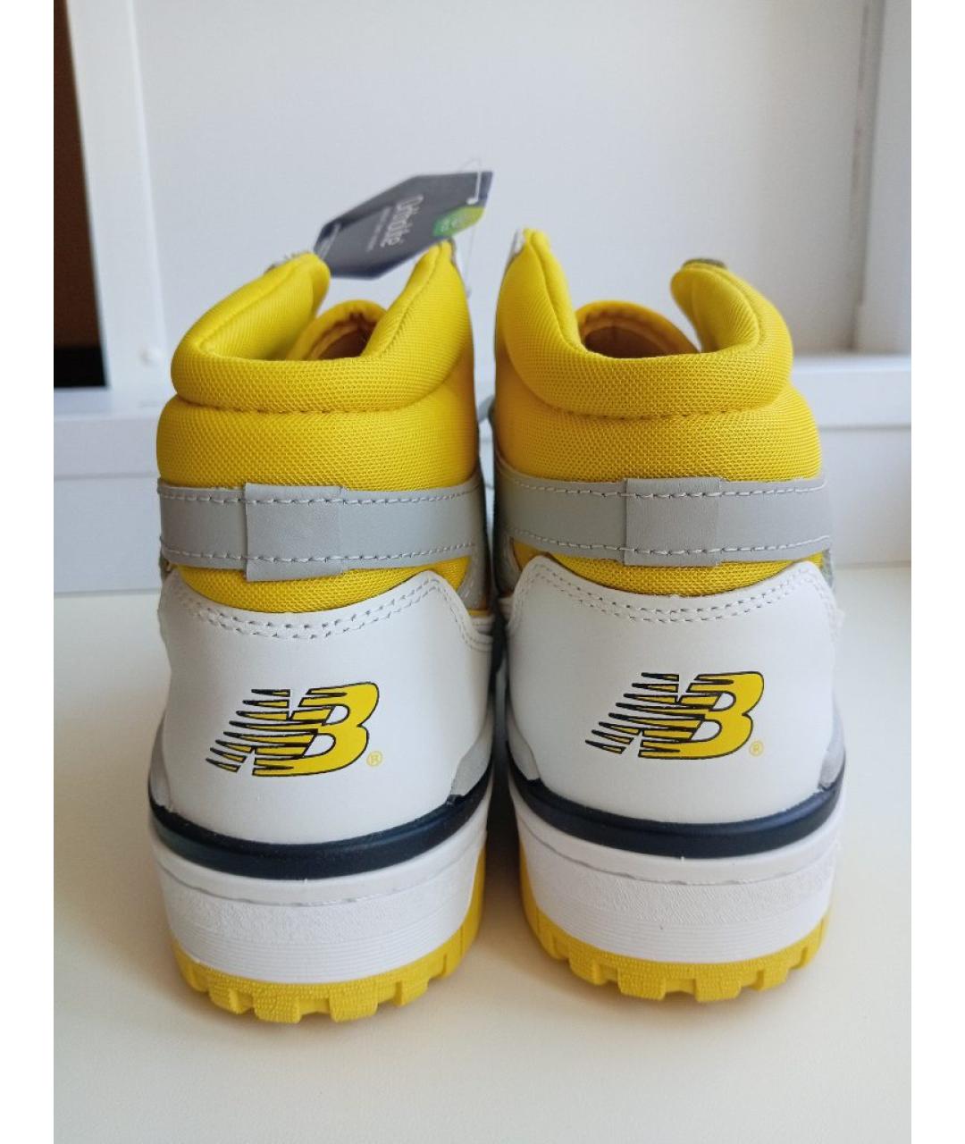 NEW BALANCE Желтые кожаные высокие кроссовки / кеды, фото 4
