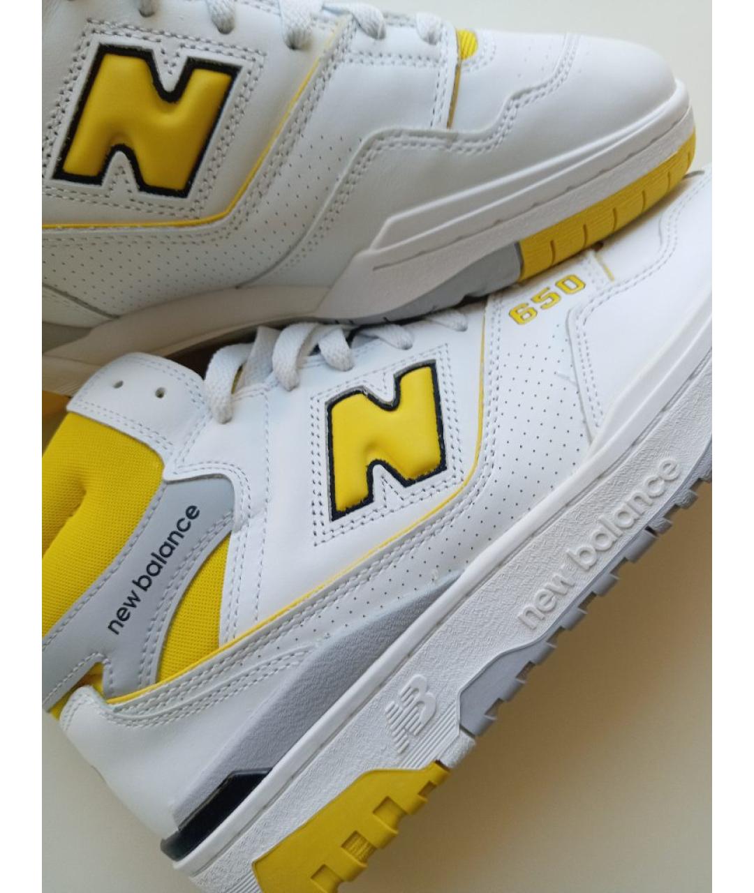 NEW BALANCE Желтые кожаные высокие кроссовки / кеды, фото 6