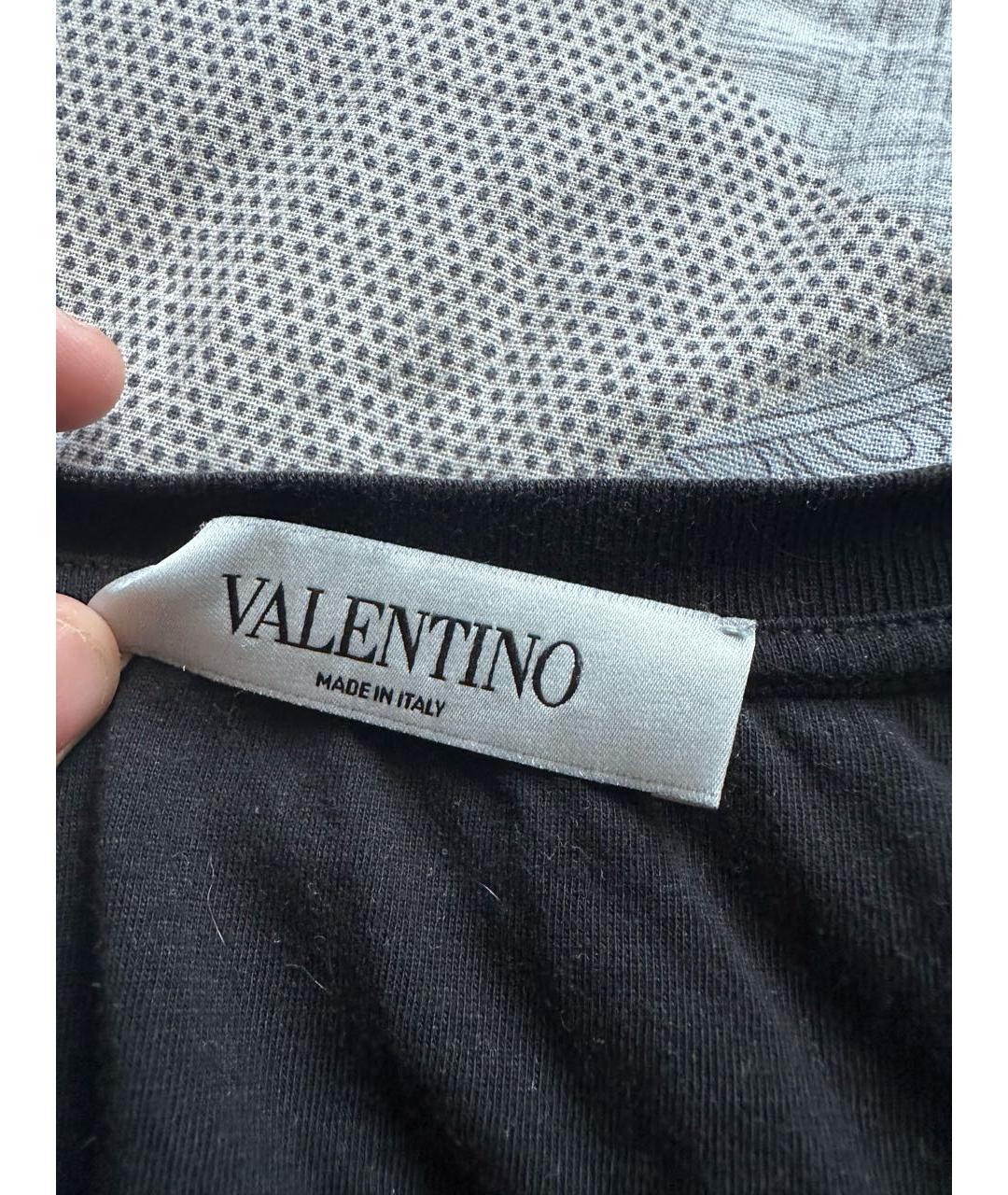 VALENTINO Черная хлопковая футболка, фото 2