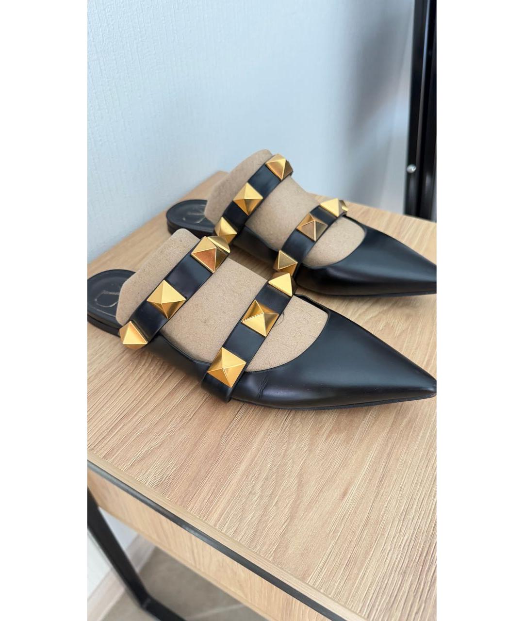 VALENTINO Черные кожаные сабо, фото 2
