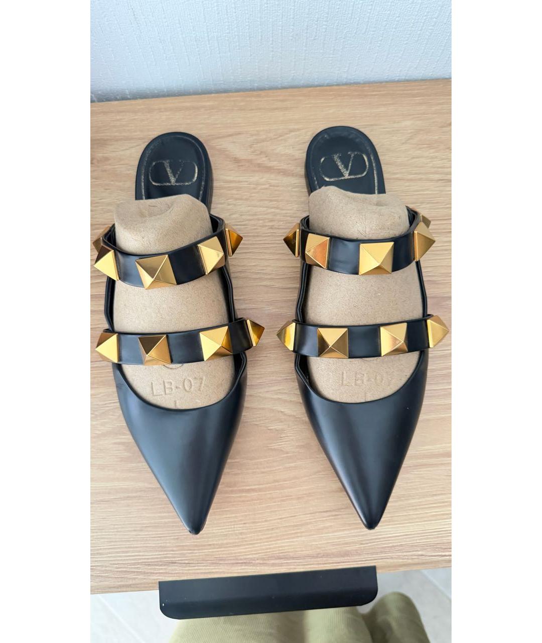 VALENTINO Черные кожаные сабо, фото 3