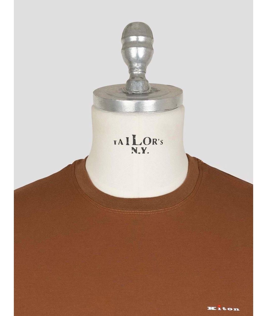 KITON Коричневая хлопковая футболка, фото 3