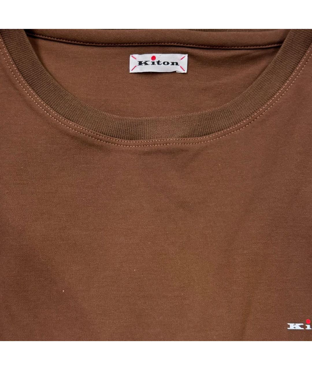KITON Коричневая хлопковая футболка, фото 4
