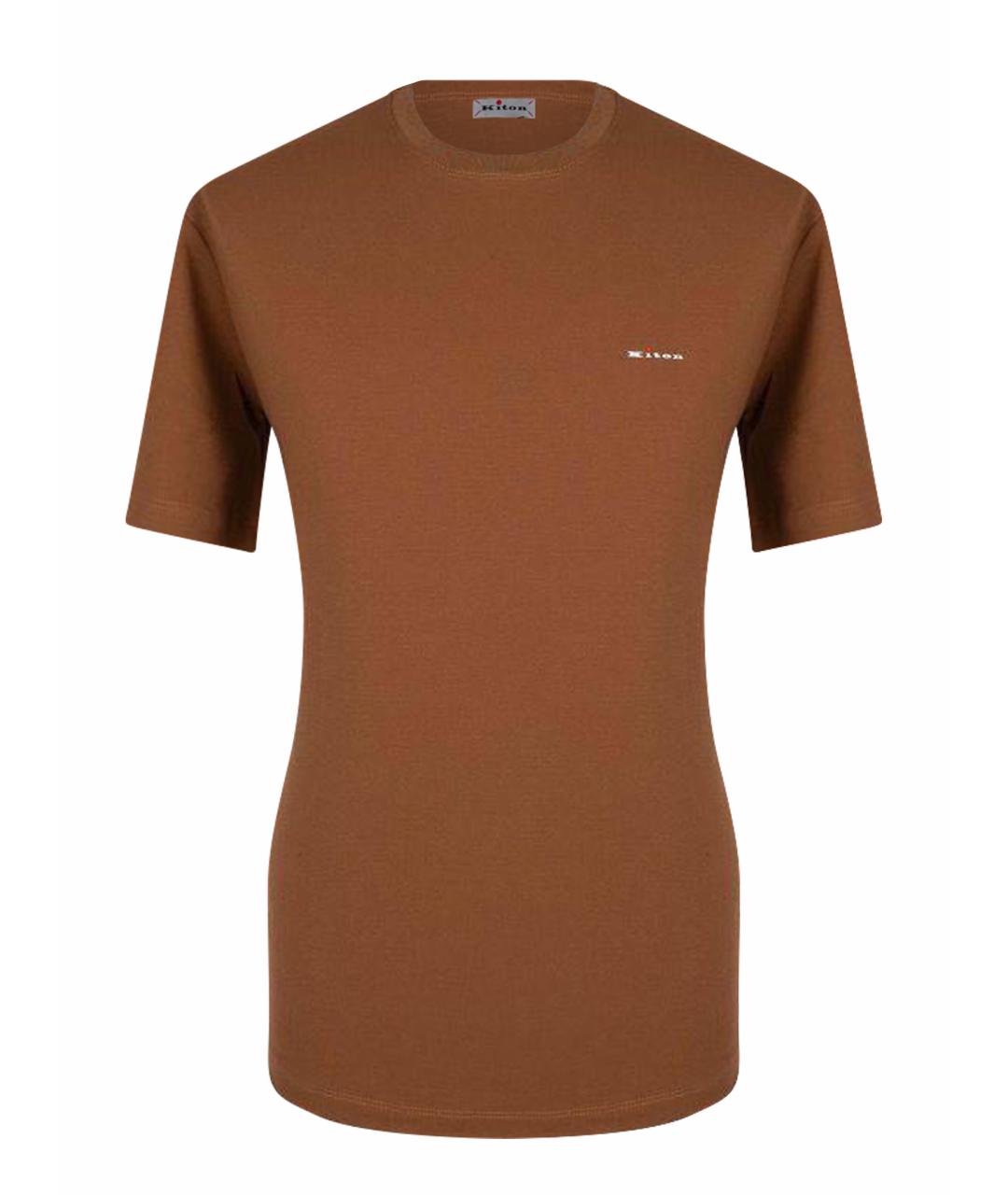 KITON Коричневая хлопковая футболка, фото 1