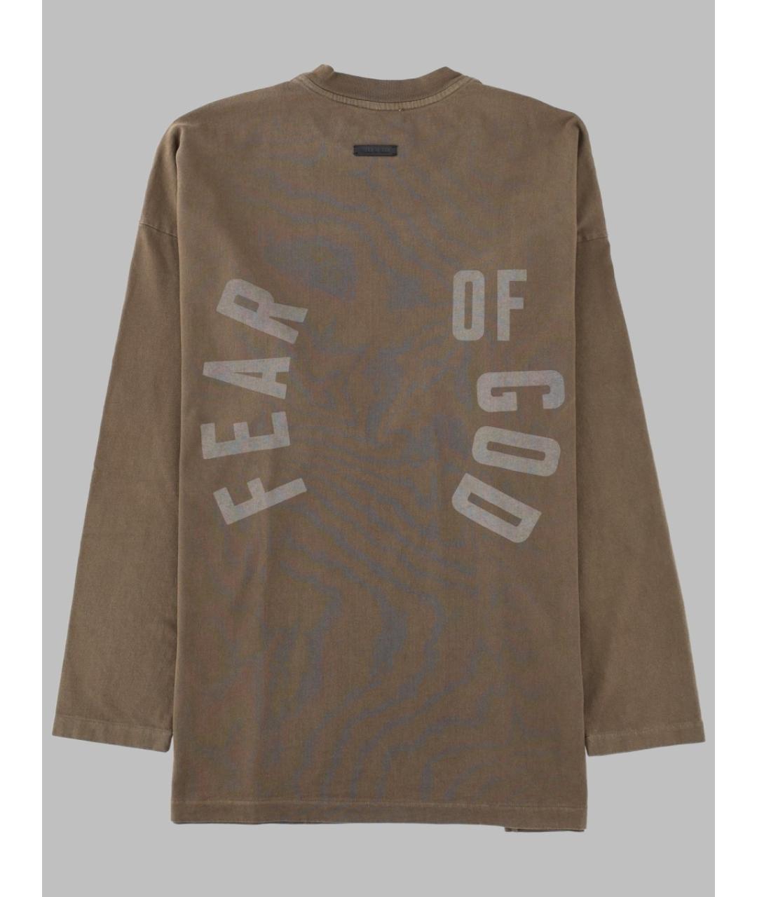 FEAR OF GOD Коричневая хлопковая футболка, фото 2