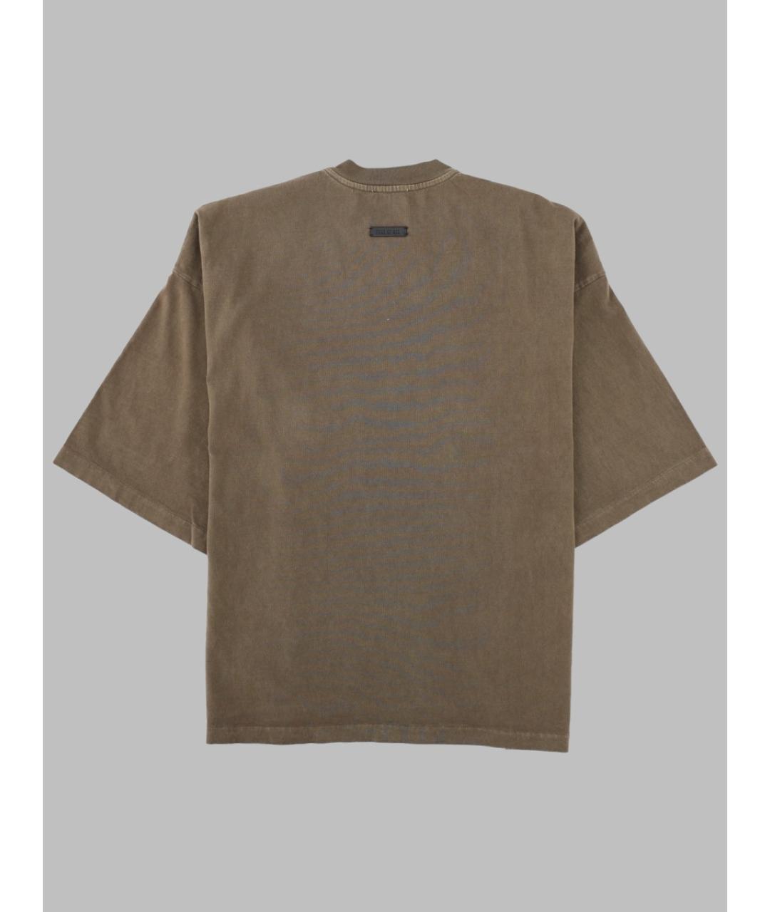 FEAR OF GOD Коричневая хлопковая футболка, фото 2