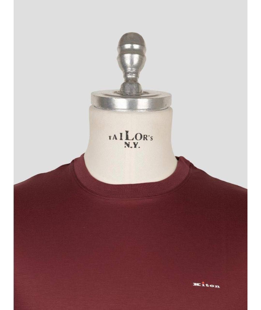 KITON Бордовая хлопковая футболка, фото 3