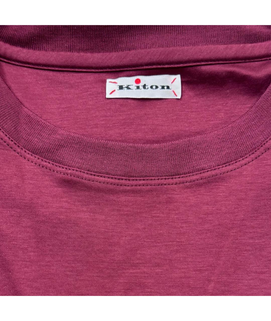 KITON Бордовая хлопковая футболка, фото 4