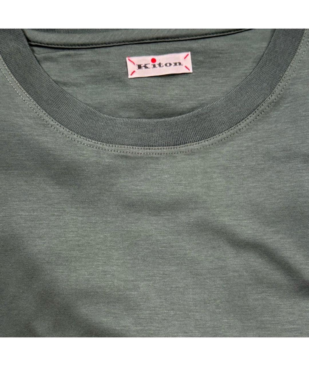 KITON Зеленая хлопковая футболка, фото 4