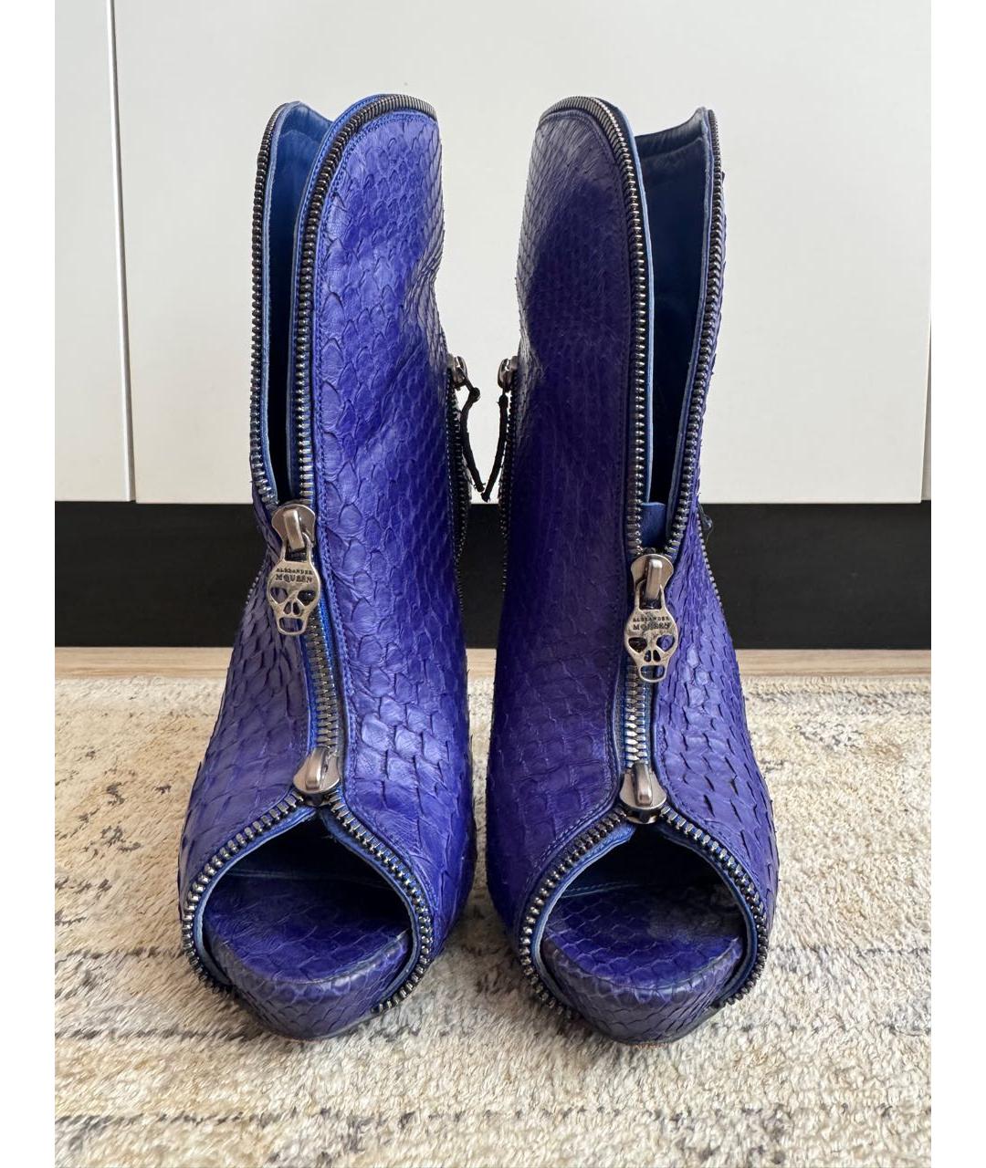ALEXANDER MCQUEEN Синие кожаные ботинки, фото 2