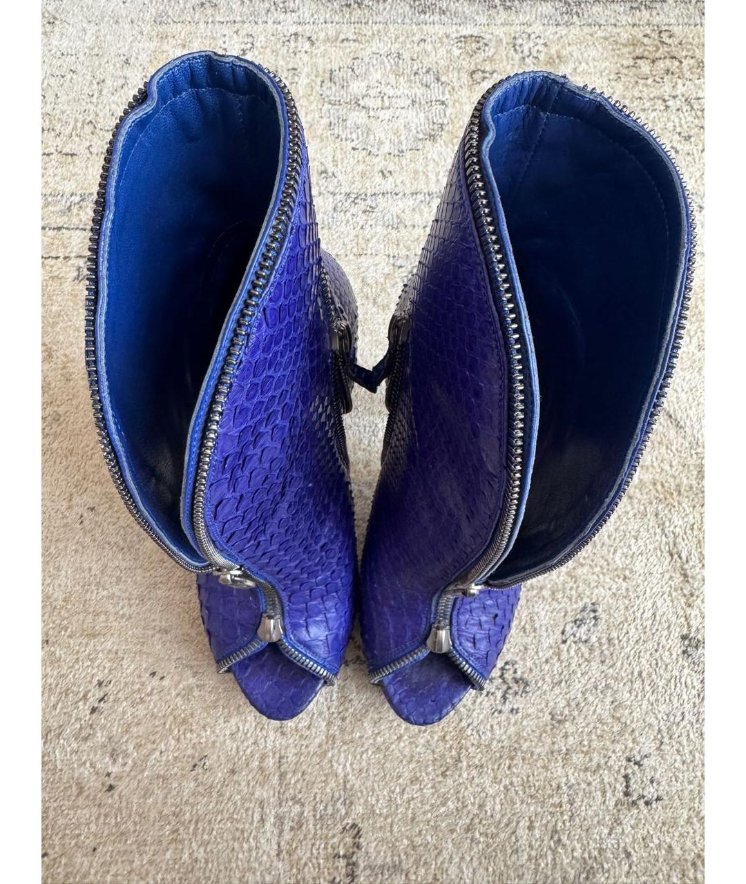 ALEXANDER MCQUEEN Синие кожаные ботинки, фото 3