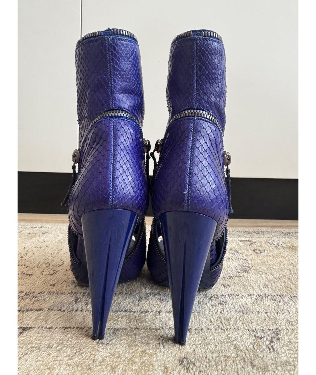 ALEXANDER MCQUEEN Синие кожаные ботинки, фото 4
