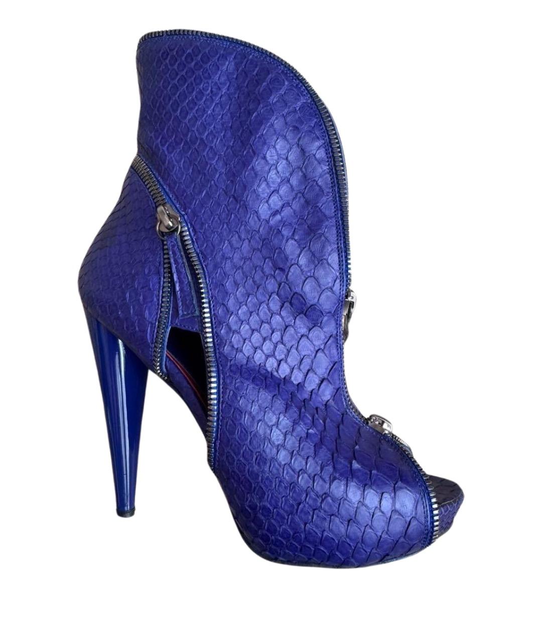 ALEXANDER MCQUEEN Синие кожаные ботинки, фото 1