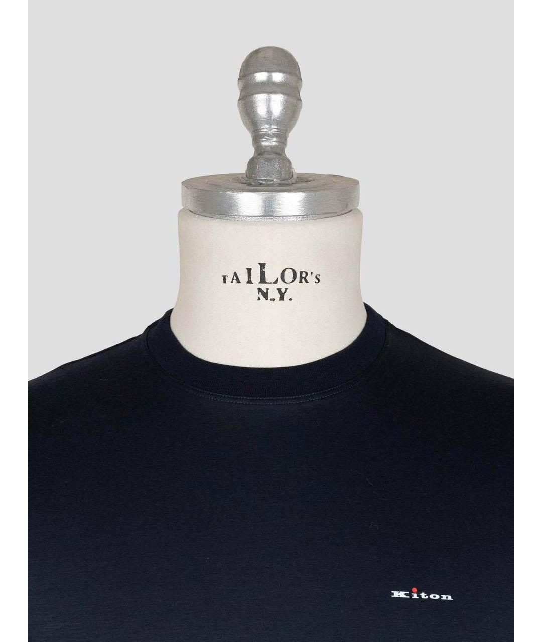 KITON Темно-синяя хлопковая футболка, фото 3