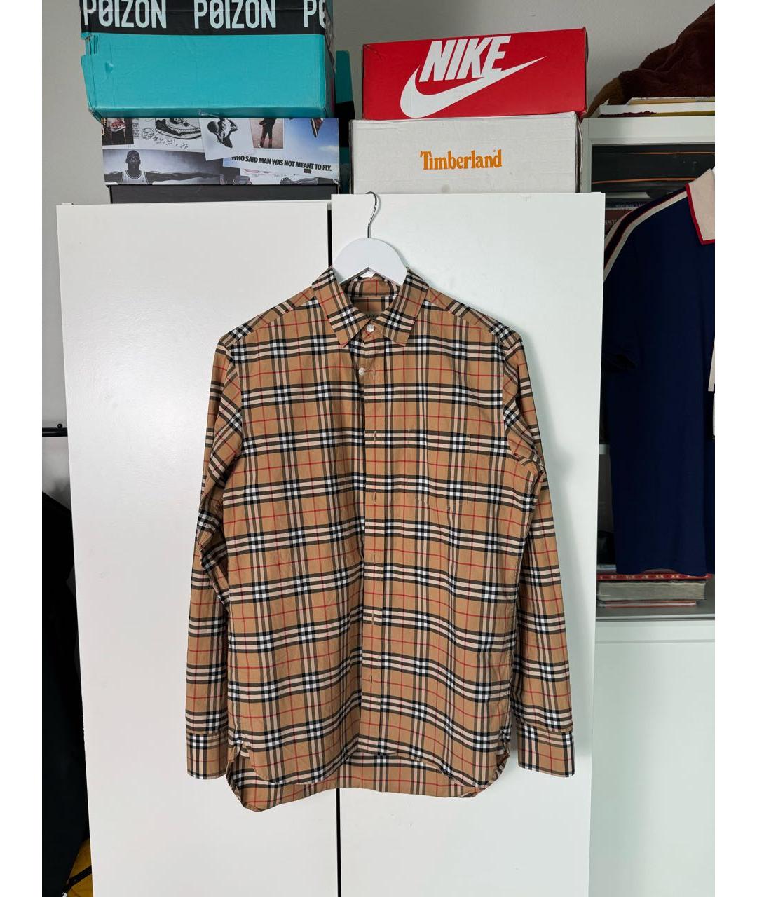 BURBERRY Бежевая хлопковая классическая рубашка, фото 8