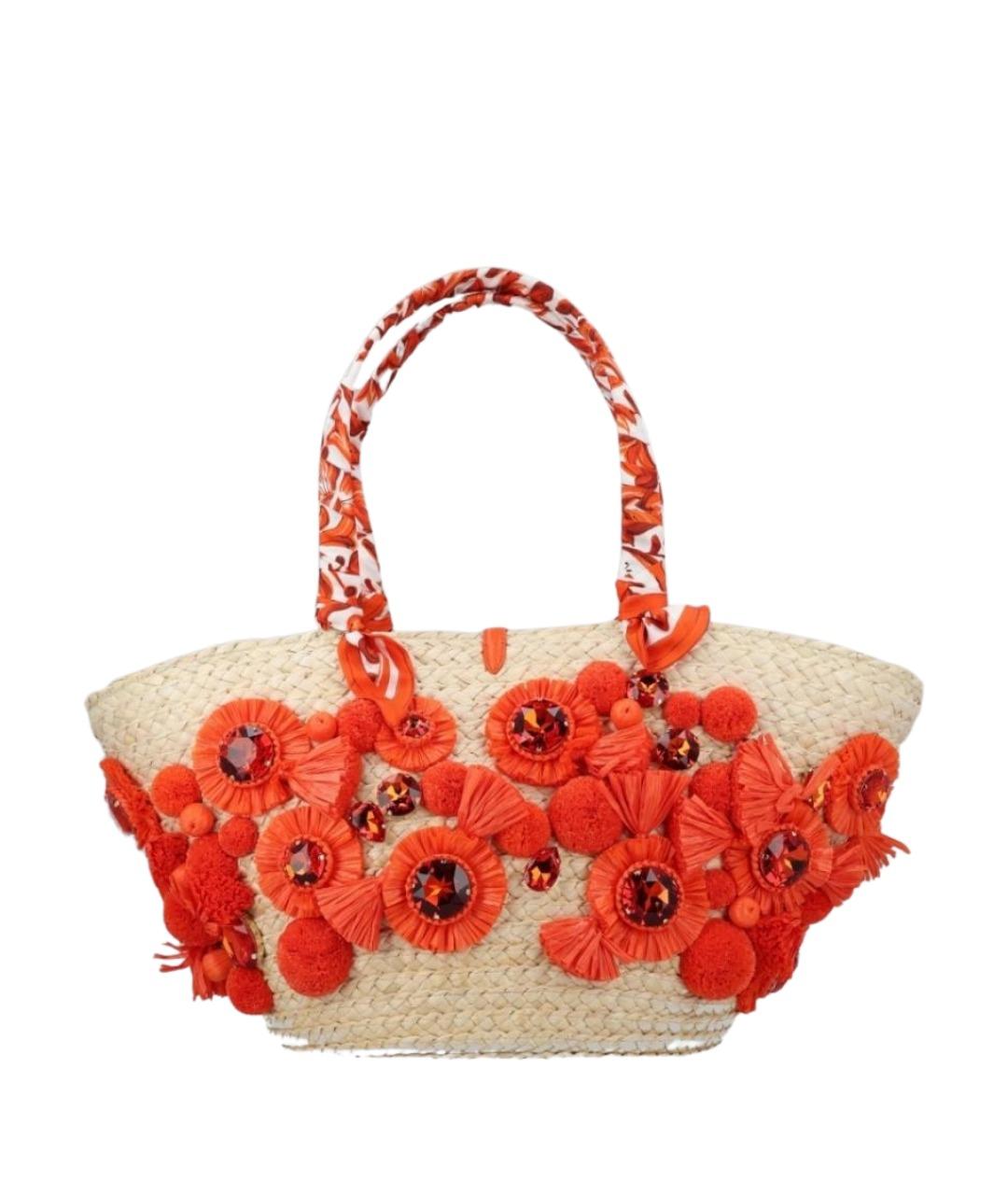DOLCE&GABBANA Бежевая плетеная сумка тоут, фото 2