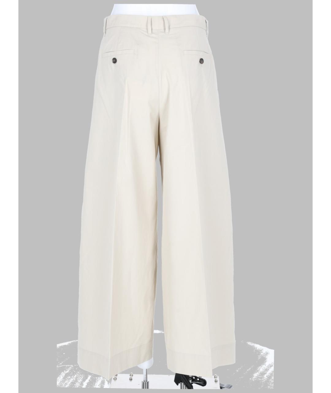 'S MAX MARA Белые хлопковые прямые брюки, фото 2