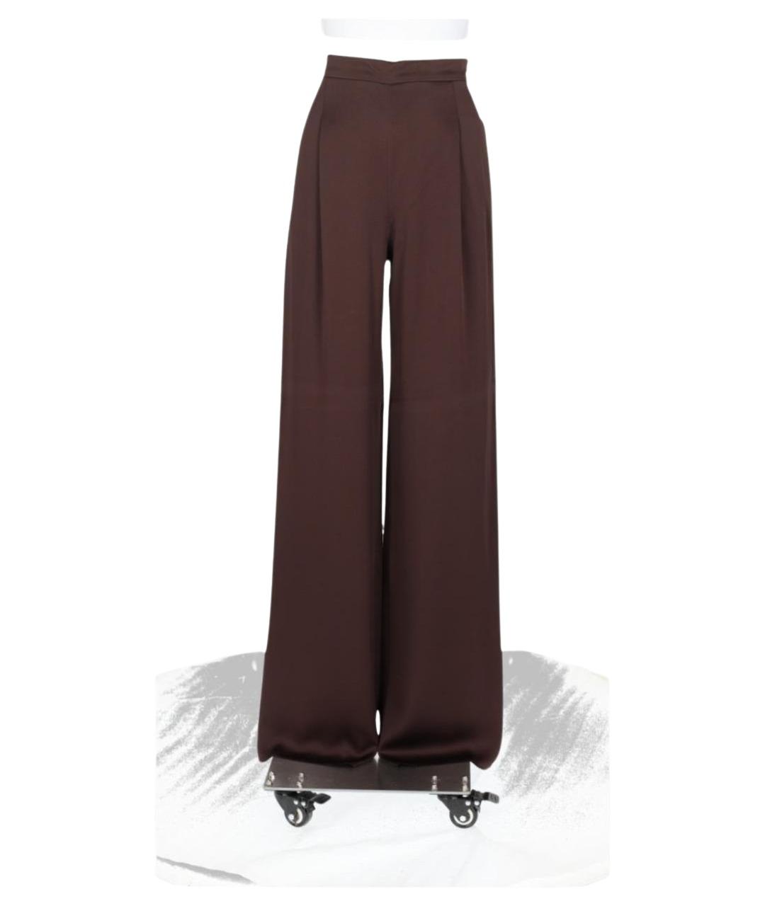 MAX MARA Коричневые ацетатные прямые брюки, фото 1