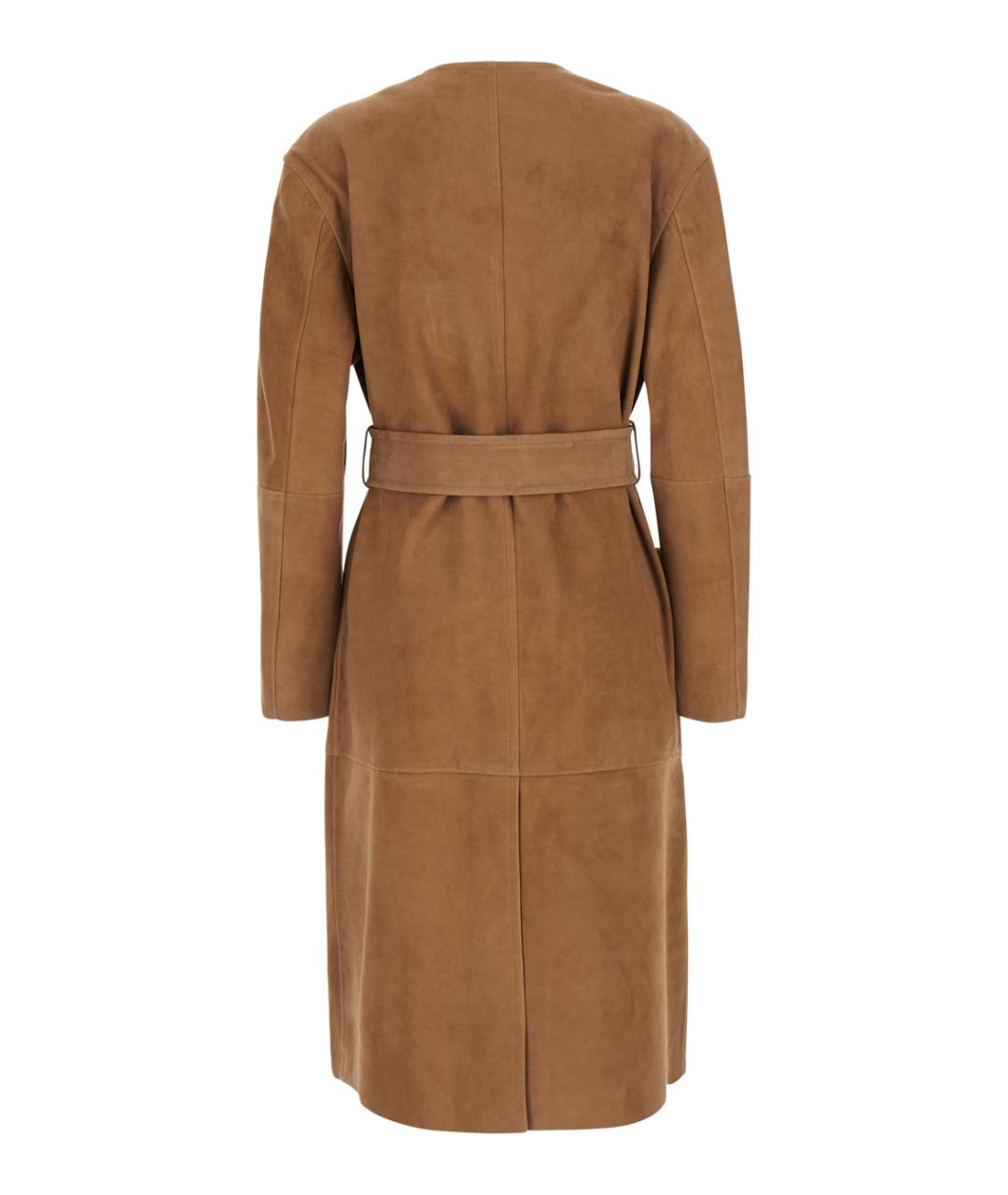 MAX MARA STUDIO Бежевое замшевое пальто, фото 2