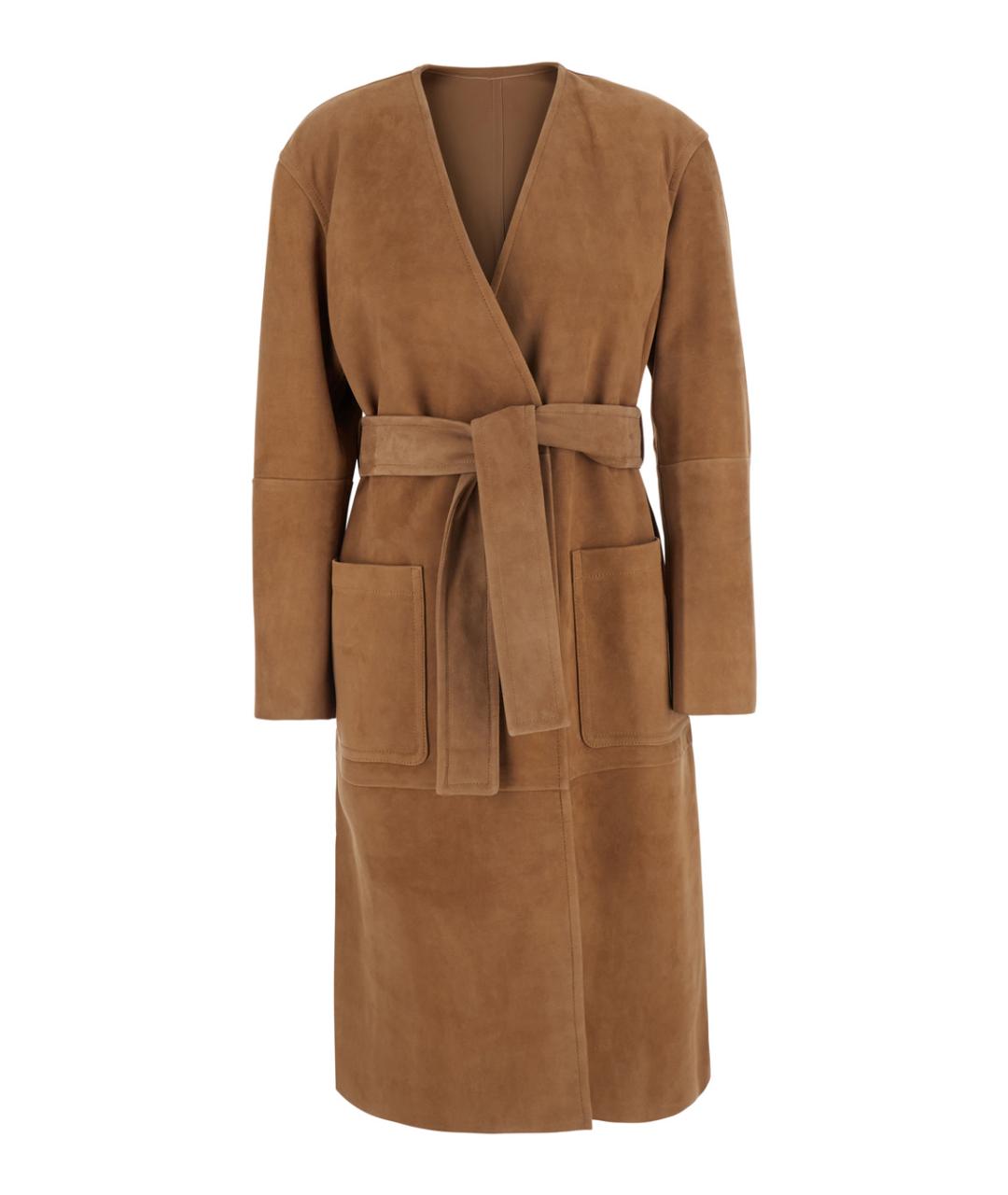 MAX MARA STUDIO Бежевое замшевое пальто, фото 1