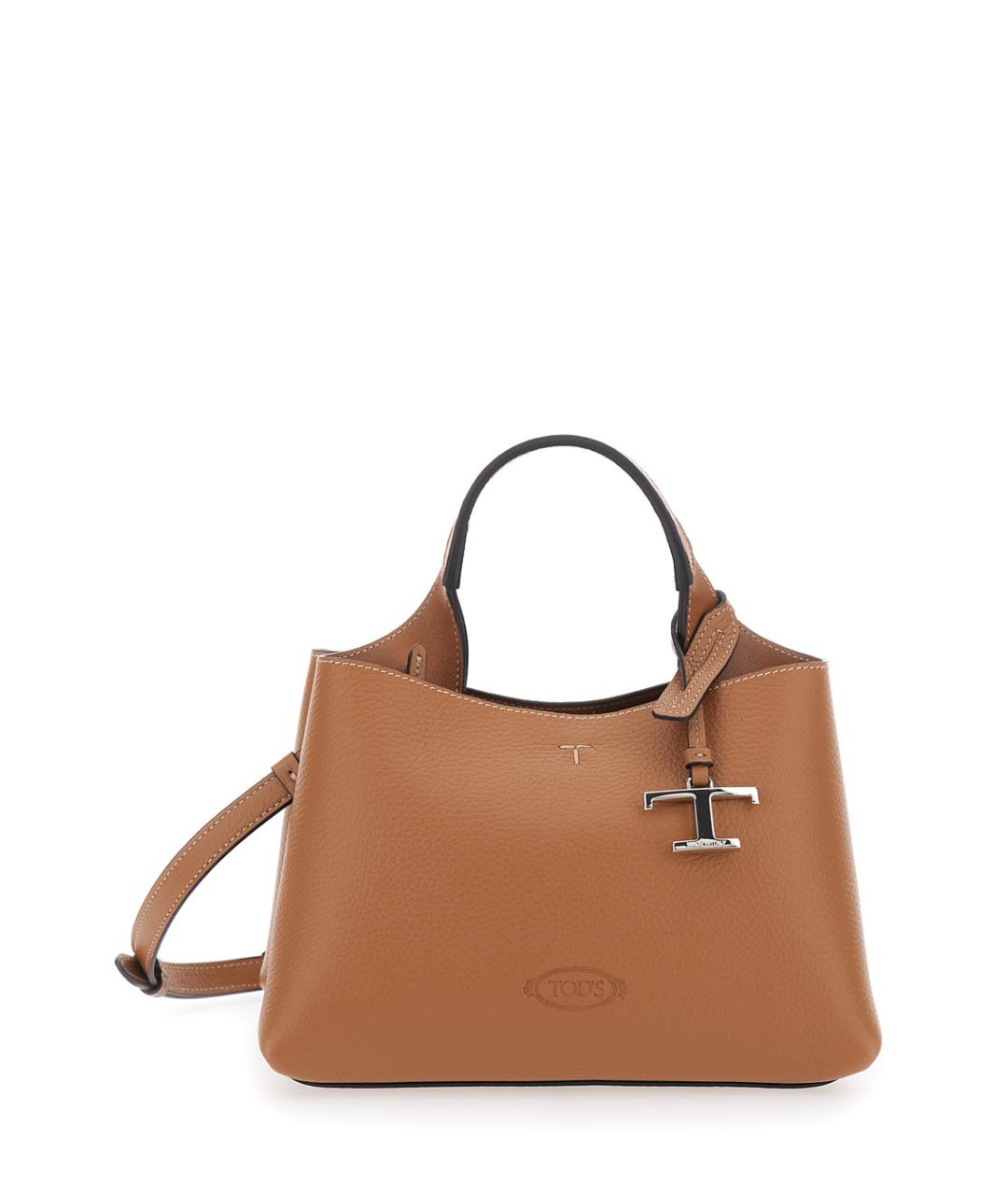 TOD'S Коричневая кожаная сумка тоут, фото 1