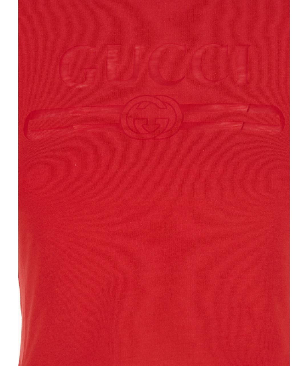 GUCCI Красная хлопковая футболка, фото 3