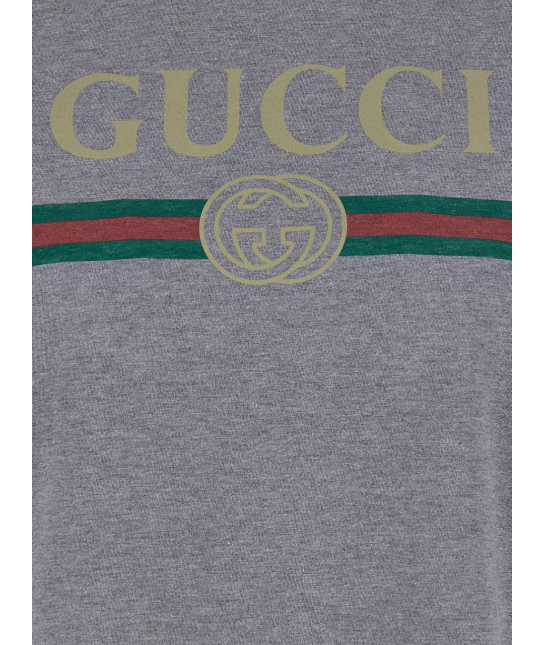 GUCCI Серая хлопковая футболка, фото 3