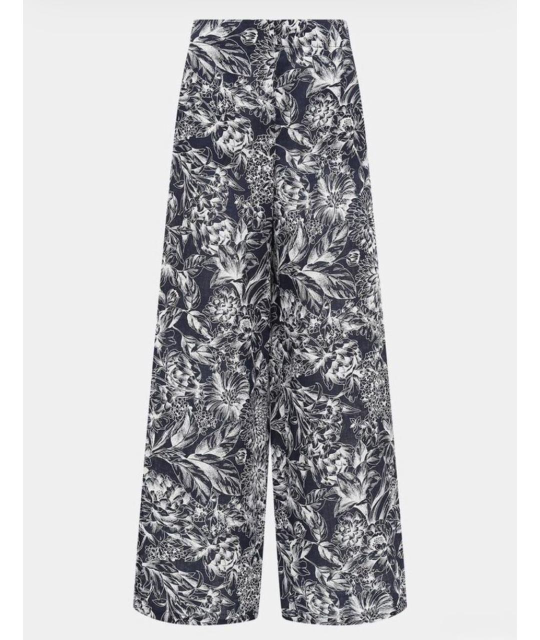 MAX MARA Синие льняные брюки широкие, фото 7