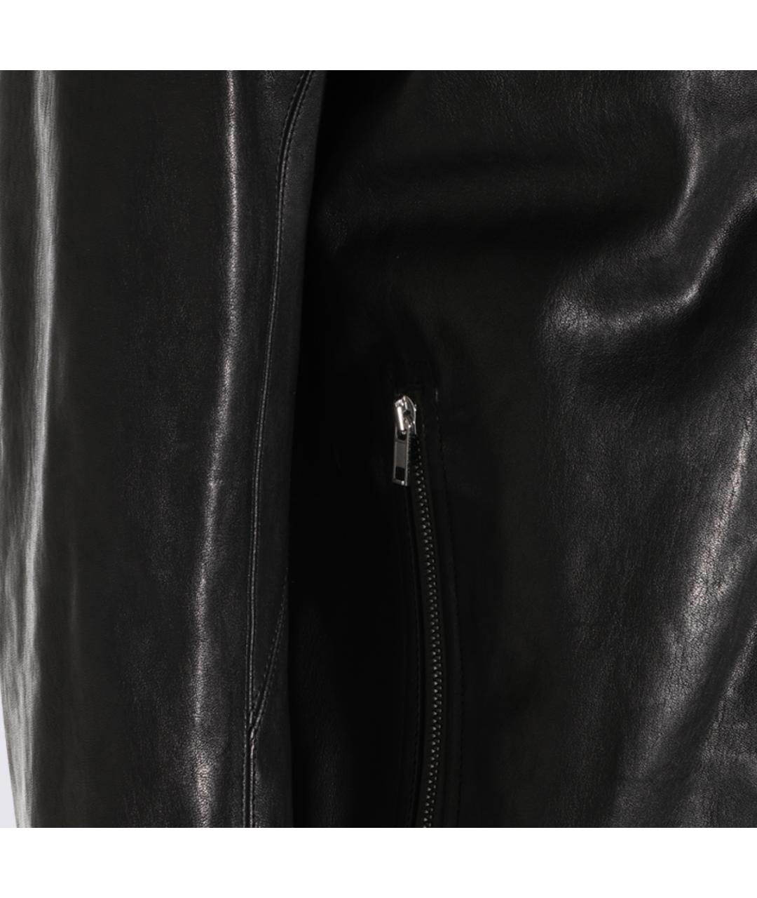 RICK OWENS Черная кожаная куртка, фото 3
