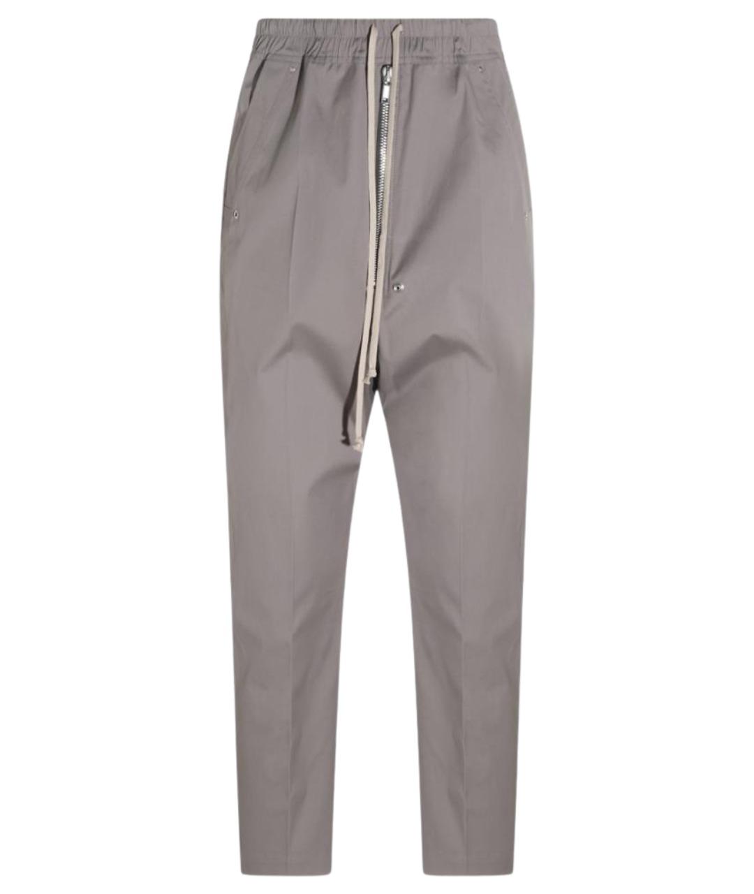 RICK OWENS Серые хлопковые повседневные брюки, фото 1